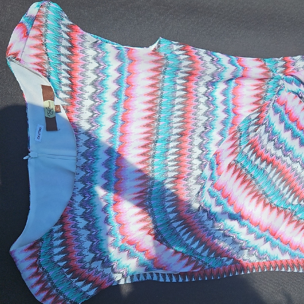 Eva Franco Vibrant Zigzag Asymmetrical Dress‎